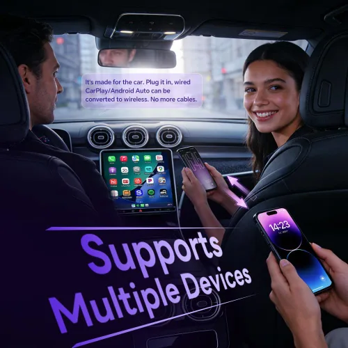Vista 6 de CarlinKit 5.0 Adaptador inalámbrico CarPlay para Android Auto 2AIR 5GHz WiFi Wired to Wireless Plug-and-Play Auto Connect for OEM Wired