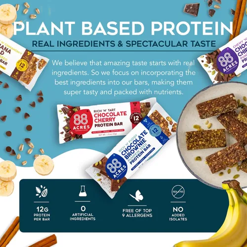 Vista 9 de 88 Acres Banana Bread - Barra de semillas de proteína de 9 unidades, 1.9 onzas