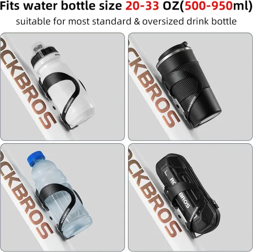 Vista 4 de ROCKBROS Soporte para botella de agua para bicicleta, ligero, resistente, aleación de aluminio, jaula para bebidas con tornillos, soportes