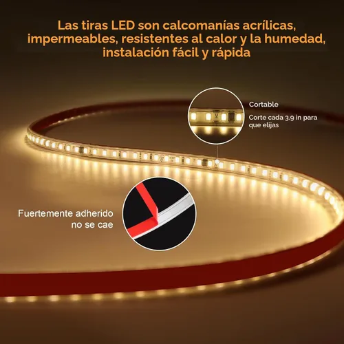 Vista 3 de Tiras de Luces LED de CA 120V de 3.28 Pies Blanco Cálido con Enchufe de EE.UU. 1M Luces LED Cortables SMD 2835 de 110 Voltios Cintas de Luces LED