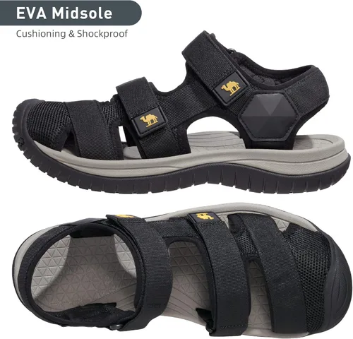 Vista 4 de CAMELSPORTS Sandalias de senderismo para hombre, sandalias de playa con punta cerrada, impermeables, deportivas, zapatos de agua para caminar al