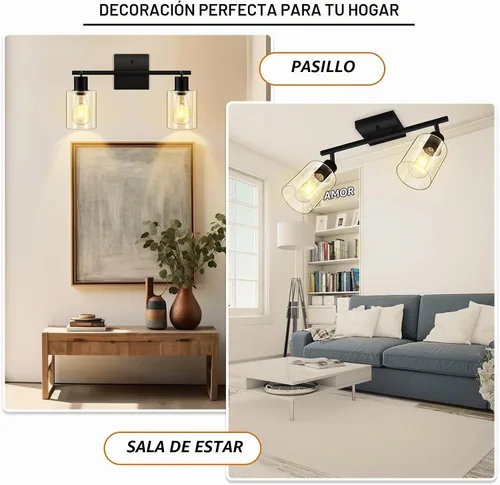 Vista 6 de Iluminación LED para techo, luz de pista de 17 pulgadas con pantalla de vidrio transparente, foco de techo negro para cocina, cabezal giratorio