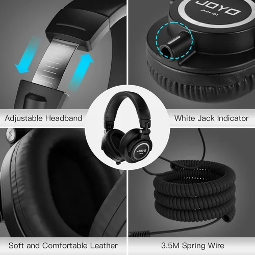 Vista 5 de JOYO - Auriculares de monitor de estudio con cable para grabación de audio, auriculares de diadema para mezclador, amplificador, podcast, teclado