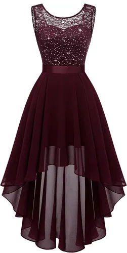 Vista 17 de BeryLove Vestido de cóctel de encaje formal para mujer, fiesta de invitada Negro
