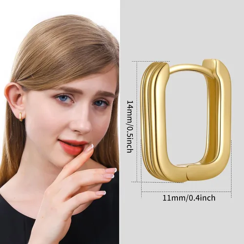 Vista 3 de ToHeart Aretes de aro de oro de 14 quilates, aretes de aro de oro, Plata Cobre, No es una piedra preciosa