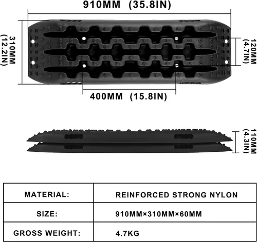 Vista 4 de XPV AUTO Tablas de tracción para pistas de recuperación, escalera de neumáticos, alfombrilla 4WD para arena y lodo de nieve todoterreno 4X4 (negro)