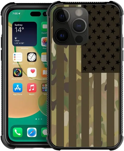 Vista 49 de ZHEGAILIAN Funda compatible con iPhone 14, funda de munición AK 47, parte trasera de vidrio templado+funda protectora de TPU de silicona suave