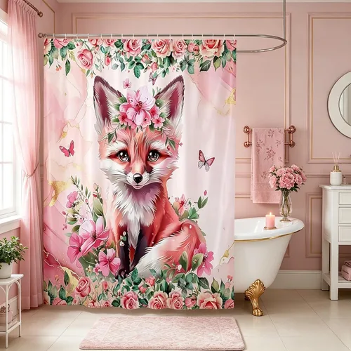 Vista 12 de Castle Fairy Lake Life - Cortina de ducha con silueta de árboles, juego de cortina de ducha para niños y adultos, cortina de baño de campamento