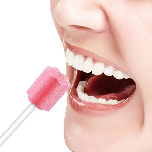 Vista 2 de 100 hisopos bucales desechables, esponjas sin sabor y estériles Palitos de hisopo dental para limpieza bucal