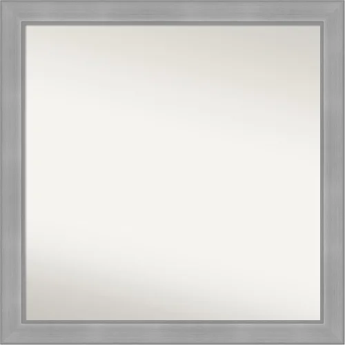 Vista 515 de Amanti Art Espejo de baño plateado para sobre el fregadero, 24 x 24 pulgadas, espejo cuadrado de peltre forjado a medida, marco de madera casual