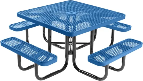 Vista 53 de COATEDOUTDOORFURNITURE Mesa de picnic cuadrada de 46 pulgadas, expandida, color negro