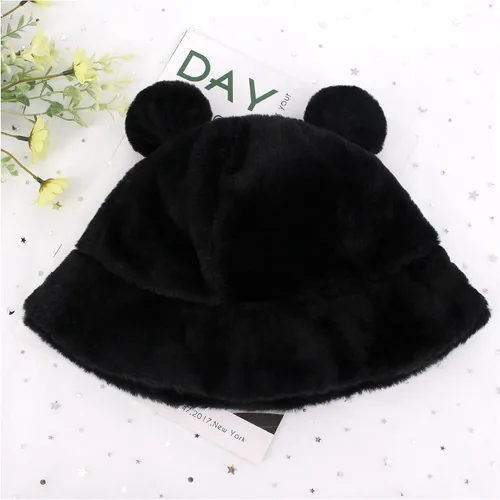 Vista 2 de Haoohu Gorra de algodón para adultos, diseño de rana, sombrero de sol para fiesta de disfraces Oreja de oso negro