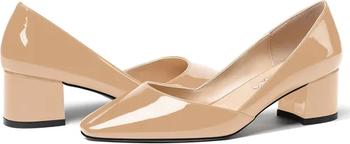 Vista 6 de MODENCOCO Zapatos formales de tacón bajo para mujer, con puntera cuadrada, de 2 pulgadas