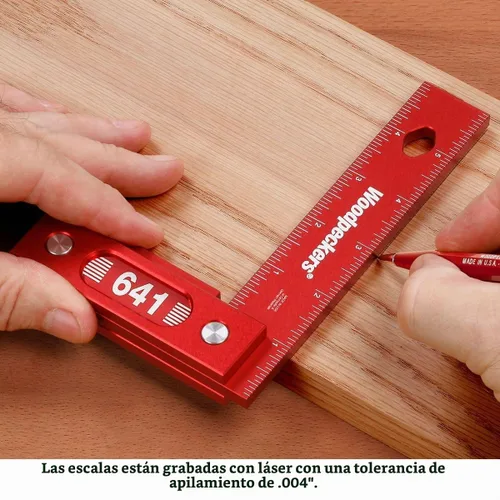 Vista 5 de Woodpeckers Escuadra de carpintería de precisión, 6 pulgadas, aluminio, fabricado en Estados Unidos, escuadra con múltiples características