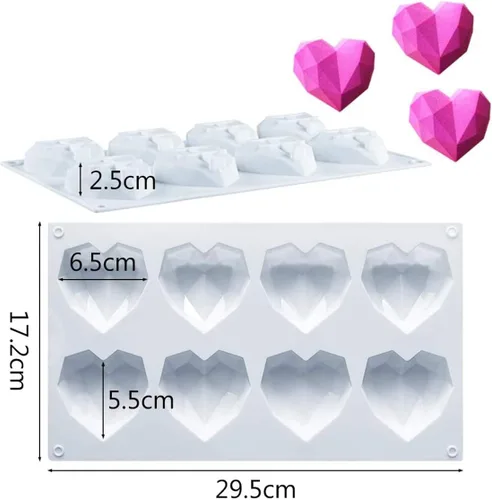 Vista 4 de Juegos de moldes de silicona para chocolate antiadherentes para hornear bandeja con moldes en forma de corazón de diamante, martillos de madera