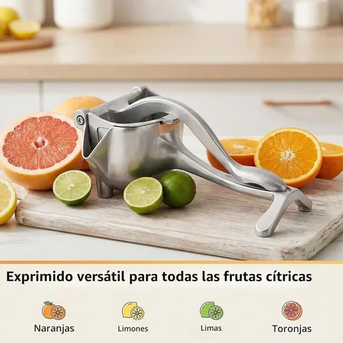 Vista 3 de Exprimidor manual de hierro fundido resistente, exprimidor de jugo de frutas de acero inoxidable para limón y naranja, exprimidor de prensa de 1