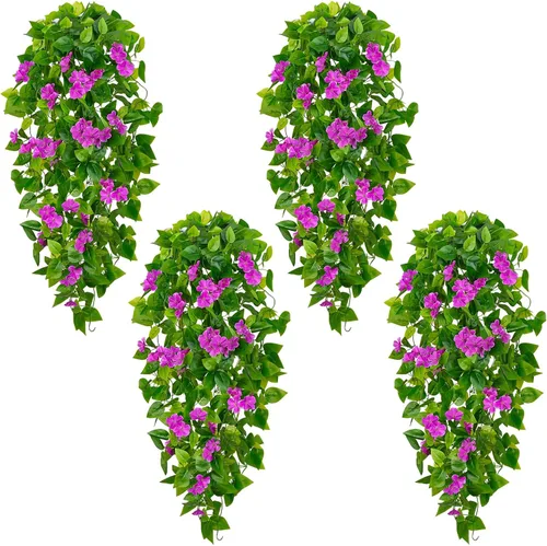 Vista 26 de BLEUM CADE Plantas colgantes falsas, 2pcs plantas colgantes artificiales en maceta, enredaderas de mandala falsas, plantas colgantes vegetación