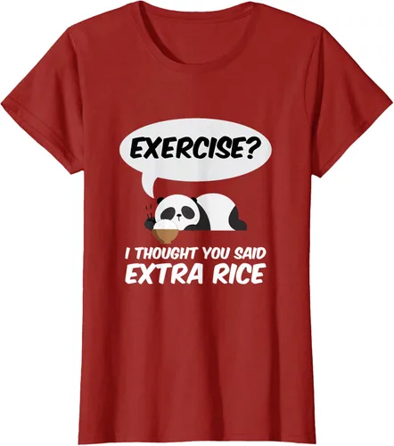 Vista 50 de ¿Ejercicio? I Thought You Said Extra Rice Panda Gift T-Shirt, Negro, S