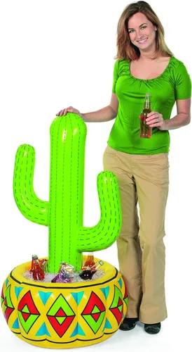 Vista 2 de Hielera inflable de cactus Fiesta (4 pies de alto) Suministros para fiesta del Cinco de Mayo