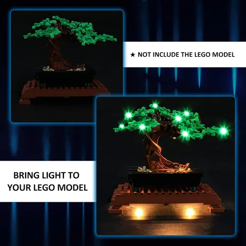 Vista 6 de YEABRICKS Kit de luz LED para Lego – Creator Expert Bonsai (verde) modelo de bloques de construcción, juego de luces LED compatible con 10281