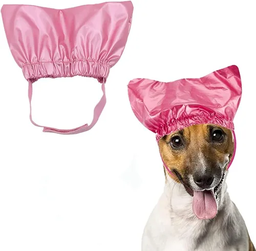 Vista 8 de Gorro de ducha para perro, impermeable, reutilizable, con correa ajustable para evitar el agua en las orejas, arnés elástico para gatos, gatitos