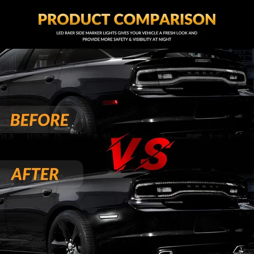 Vista 4 de Luces LED de Marcador Lateral Traseras Blancas Reflectores de Lámpara de Parachoques para Dodge Challenger 2008-14 y Charger 2011-14, 2 Piezas