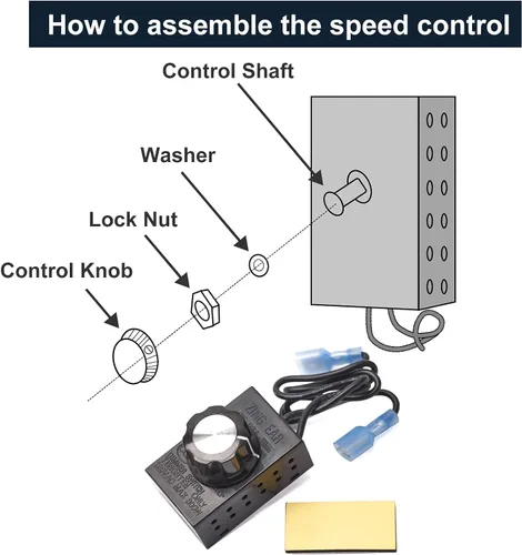 Vista 2 de Hiorucet Ventilador con control de interruptor de encendido/apagado de velocidad de reóstato variable e interruptor de termostato magnético