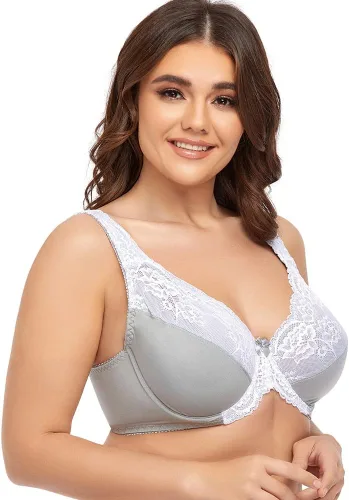 Vista 5 de Brasier de encaje de cobertura completa para mujer, con aros, sin relleno, brasier push up bralette