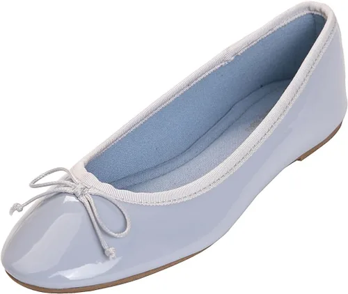 Vista 32 de FEVERSOLE Zapatos planos de ballet de patente para mujer, color macarrón colorido Beige