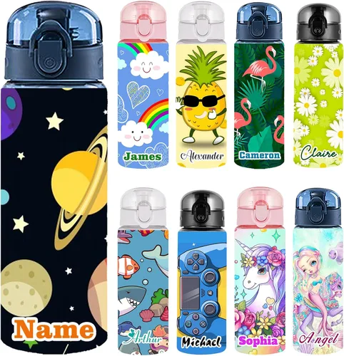Vista 27 de Botellas de agua personalizadas con tapa, botella personalizada de 26 onzas con nombre, botellas de agua de plástico personalizadas, a prueba