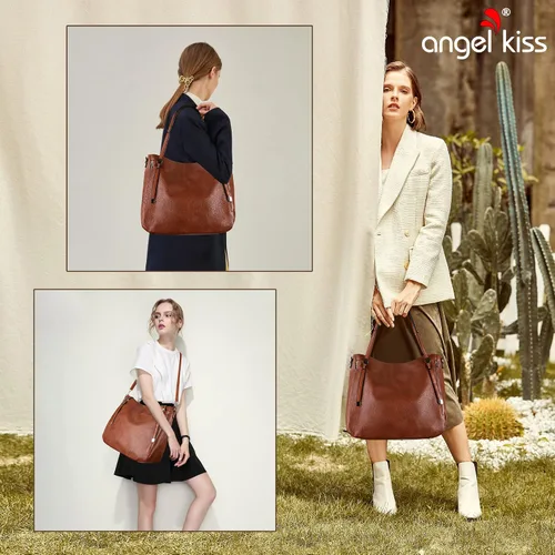 Vista 6 de Bolso de mano para mujer, de piel vegana, de gran capacidad, con correas ajustables