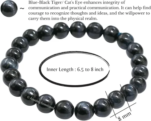 Vista 487 de Amazing Gemstone Pulsera de cristal para mujeres y hombres, pulsera de cristal curativo de protección, pulsera elástica con cuentas de piedras