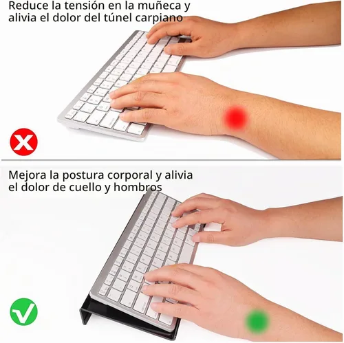 Vista 4 de Soporte de teclado de acrílico para escritorio de computadora, elevador de teclado con inclinación y elevación, soporte de teclado para escritorio