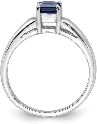 Vista 2 de Anillo de compromiso de oro blanco macizo de 14 quilates de 0.157in con piedras preciosas de septiembre de zafiro azul