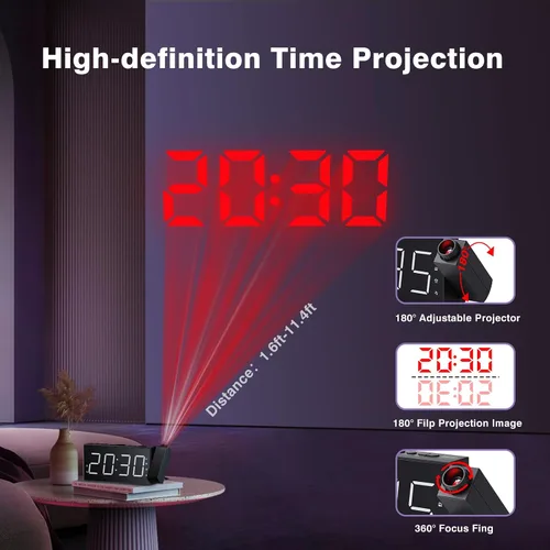Vista 13 de Radio reloj despertador con visualización LED de 1.8 pulgadas, de carga USB, alarma dual, respaldo de batería (Versión actualizada) Mesqool AM/FM