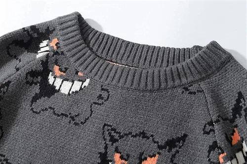 Vista 4 de Suéter para hombre estilo hip hop ropa de calle elastano cuello redondo de gran tamaño informal para parejas