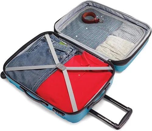 Vista 7 de Samsonite Omni - Juego de 3 piezas con accesorios para equipaje Azul Caribe Equipaje rígido con ruedas