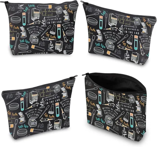 Vista 4 de WCGXKO Lab Tech Gift Western Lab Gift Laboratory Technician Lab Week Bolsa de maquillaje Bolsa de maquillaje (tecnología de laboratorio)