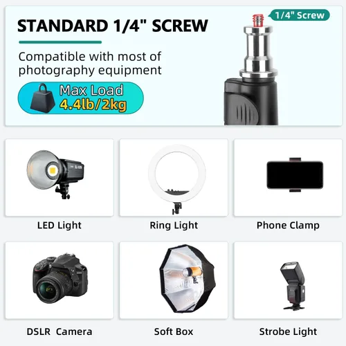 Vista 8 de Soporte de luz extensible para fotografía, ajustable de 6.6 pies/6.6 ft de aluminio para viajes, trípode de iluminación de estudio portátil