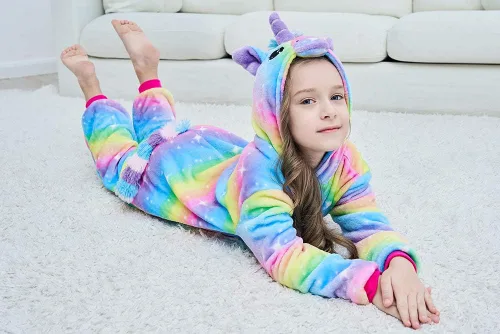 Vista 23 de Pijama de unicornio unisex para niños, enteritos para disfraz, Halloween