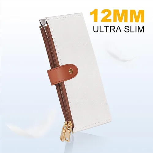Vista 7 de Travelambo Billeteras de cuero para mujer, delgada, con bloqueo RFID, billetera plegable para tarjetas de crédito, Marrón beige