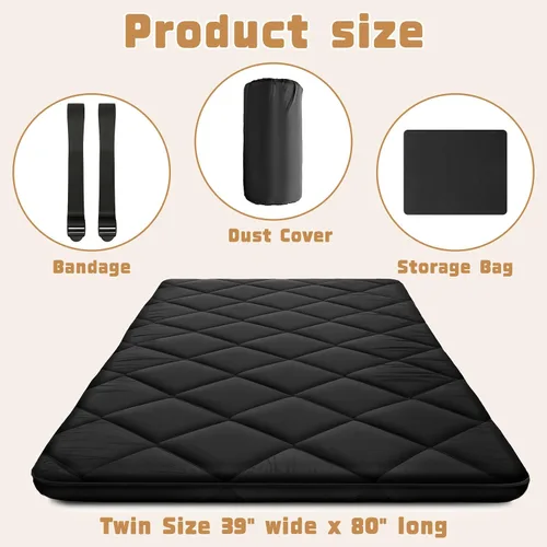 Vista 3 de CypherX - Colchón de futón de 3.9 pulgadas, cama plegable de tatami japonés
