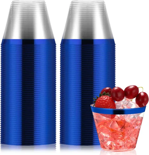 Vista 9 de Norme 50 vasos de plástico con borde de 9 onzas, vasos de plástico resistentes, copas de cóctel, vasos para graduación, bodas, fiestas de cumpleaños