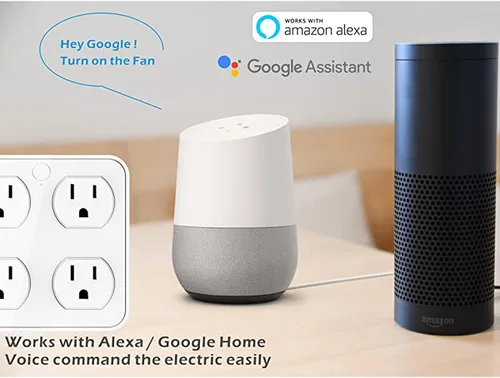 Vista 5 de Enchufe inteligente de pared inalámbrico, protector de sobretensiones, extensor de 4 salidas con 4 puertos de carga USB, compatible con Alexa Google