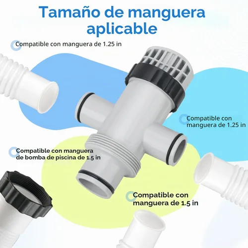 Vista 2 de 11872 Válvula de émbolo de manguera doble dividida y válvula de émbolo compatible con accesorio de pieza de piscina de repuesto Intex, accesorio