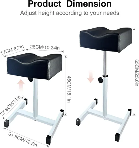 Vista 2 de Reposapiés de pedicura, silla de pedicura ajustable en altura, taburete de pedicura antideslizante para masaje, oficina o hogar, color negro