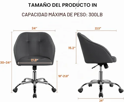 Vista 3 de Yaheetech Silla de tocador de terciopelo con ruedas, asiento de maquillaje