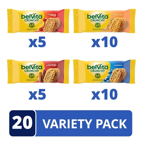 Vista 3 de Belvita - Galletas de desayuno en barra, paquete surtido de 4 sabores, 30 paquetes en total, 6 cajas (4 galletas por paquete)