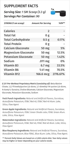 Vista 4 de Suplemento de nutrición metabólica ESP. Suplemento energizante y estimulador de la resistencia de preentrenamiento. Mayor energía y concentración