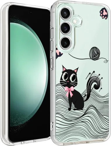 Vista 12 de Unov Funda para Galaxy S23, transparente con diseño, ajuste delgado, buen agarre, funda de teléfono en relieve, cubierta protectora a prueba